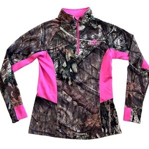 MOSSY OAK WOMENS BOONE FLEECE JACKET CAMO PINK SIZE: SMALL